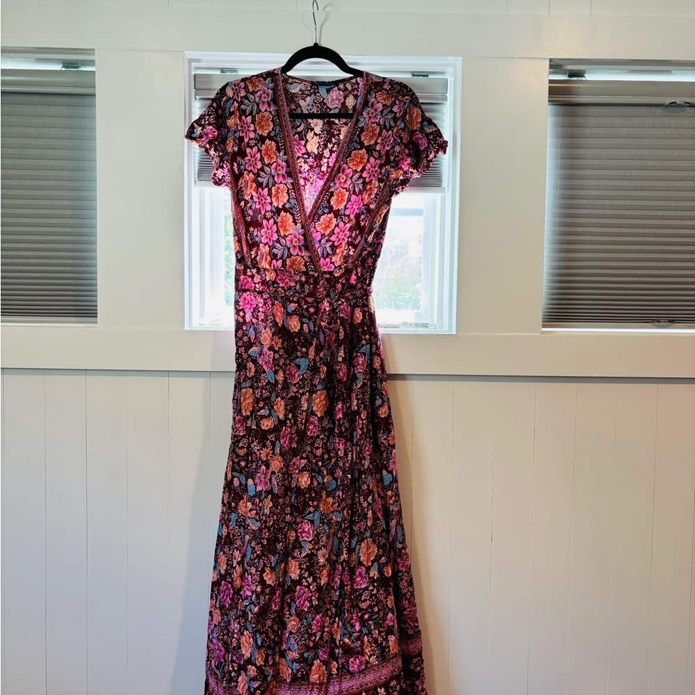 Floral V-Neck Wrap Maxi Dress